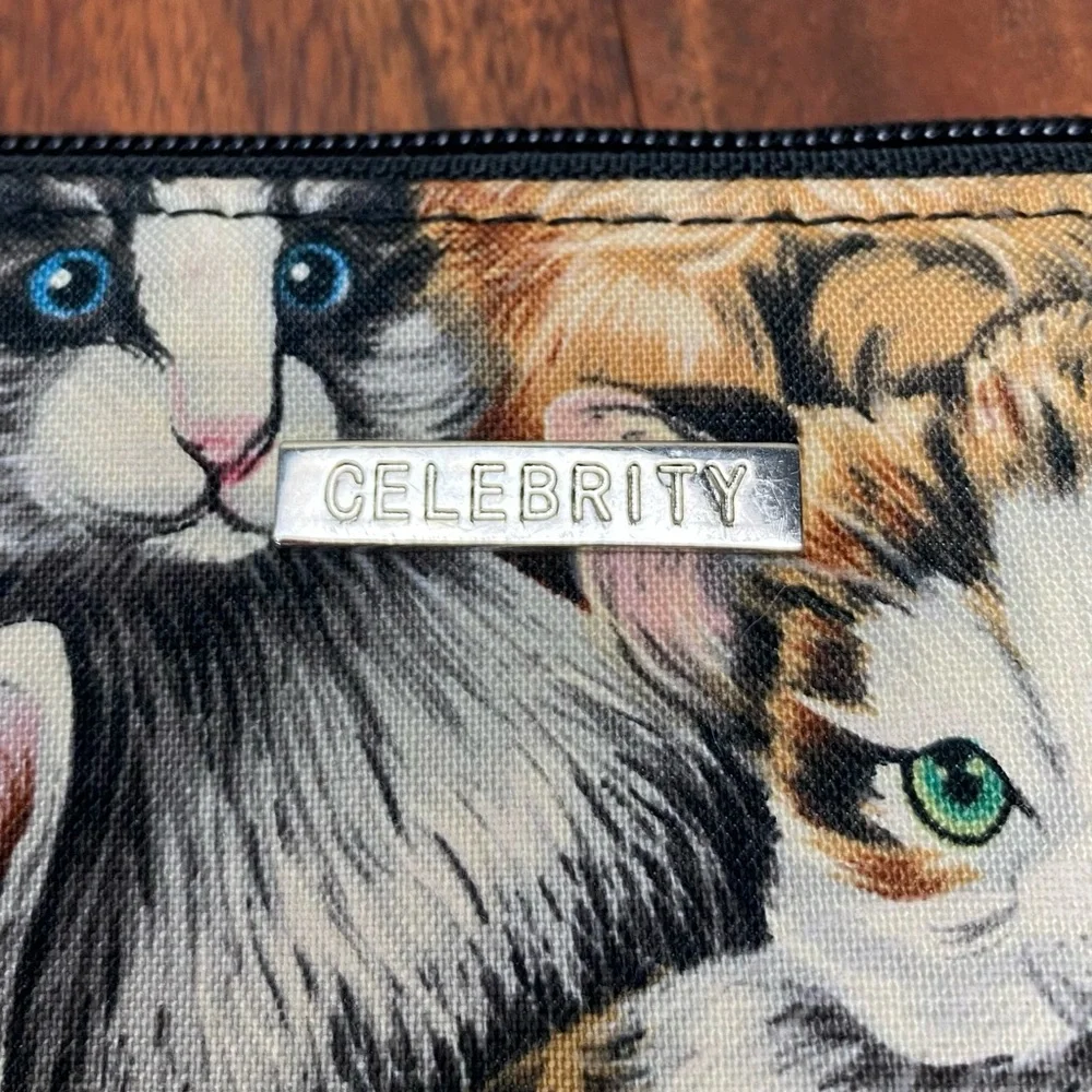 Cat Print Double Sided Makeup Accessories Bag